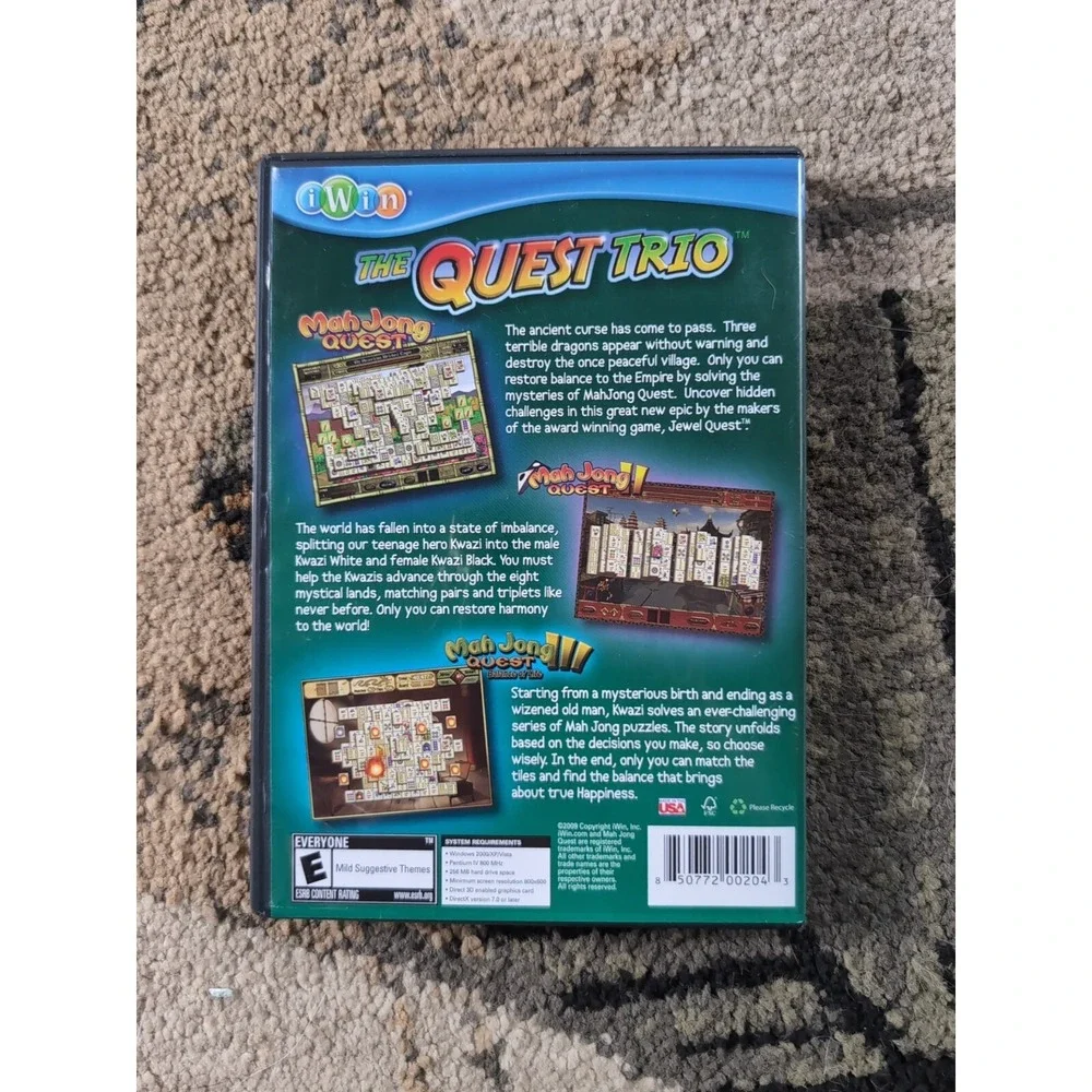 The Quest Trio 1,2,3 MahJong Quest‎ PC Video Game (Windows 2000, XP, Vista)